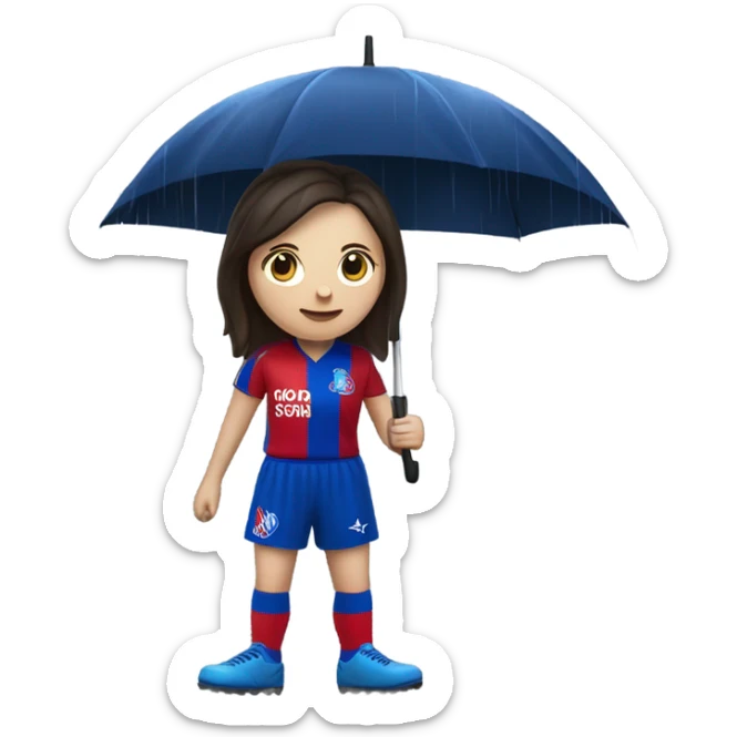  White Lady with dark hair Crystal palace football supporter in the rain sticker
