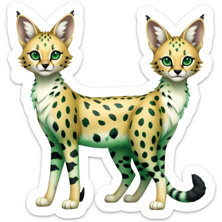 Kawaii Cute Edgy Black Green White ethereal Serval-Fionbri-Vernid full body sticker