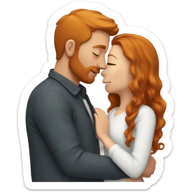 A man with ginger hair kissing a girl with brown hair sticker