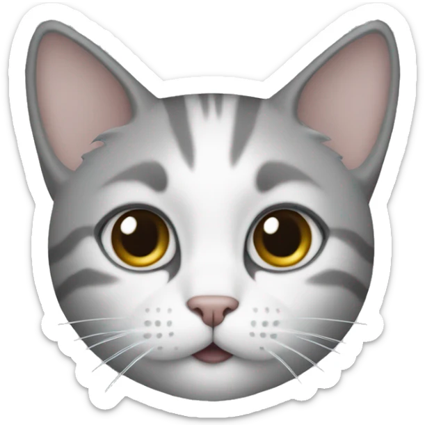 cat whose nose and the middle of its face are white and the rest of it is gray sticker