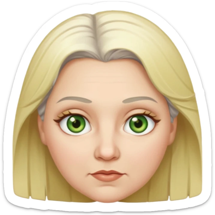 Overweight, blonde and grey haired female with golden green Hazel eyes having a bad week rolling eyes sticker