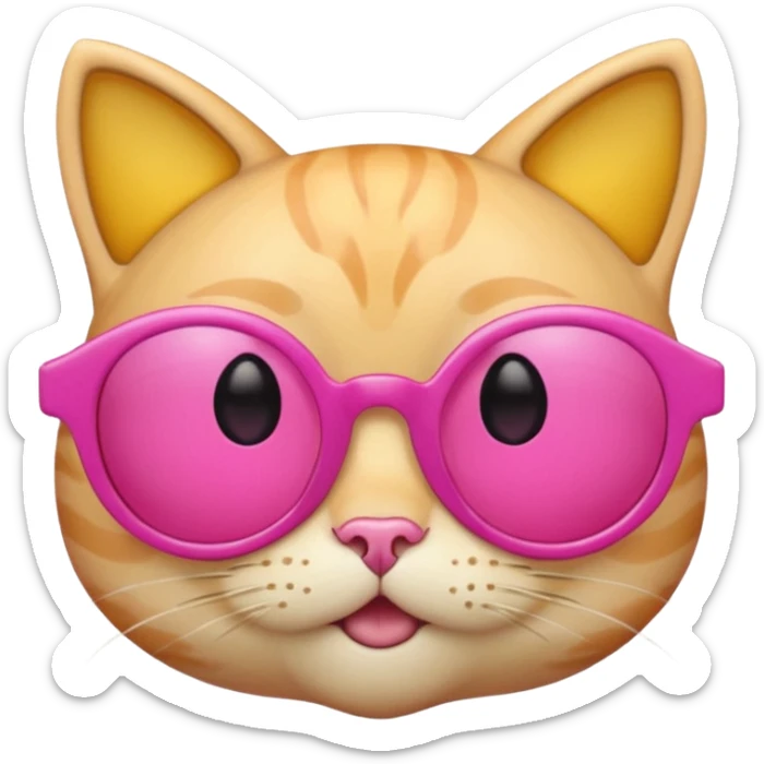 make a yellow circle face emoji with diva sun glasses that are like bright pink cat eye and like long lashes and the hand tilting the sunglaggeses dsown sticker