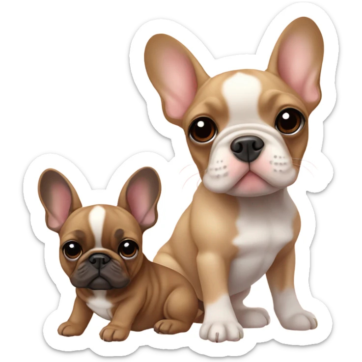 Baby brown & tan French bulldog with fawn French bulldog friends sticker