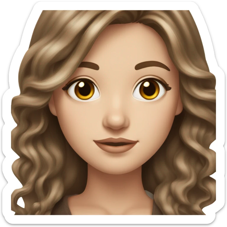 White girl Amber eyes with long voluminous brown hair with brown highlights balayage  sticker