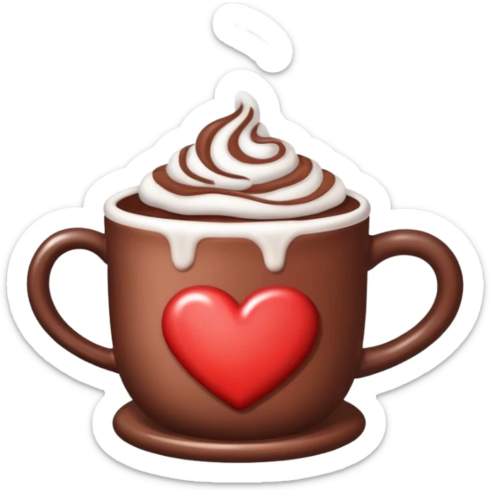 1. A mug of hot cocoa with steam rising in the shape of hearts sticker