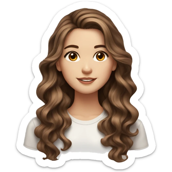 White girl brown eyes with long wavy brown hair with brown highlights balayage  sticker
