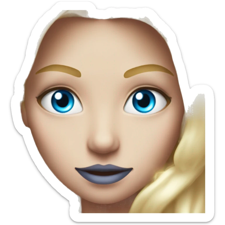 magical diva with thin pink andromedan face long blonde hair and blue eyes glowing third eye sticker