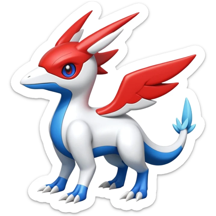 Cute Shiny Guilmon-Silvally-Latias-Fakémon-hybrid-creature (full body)  sticker