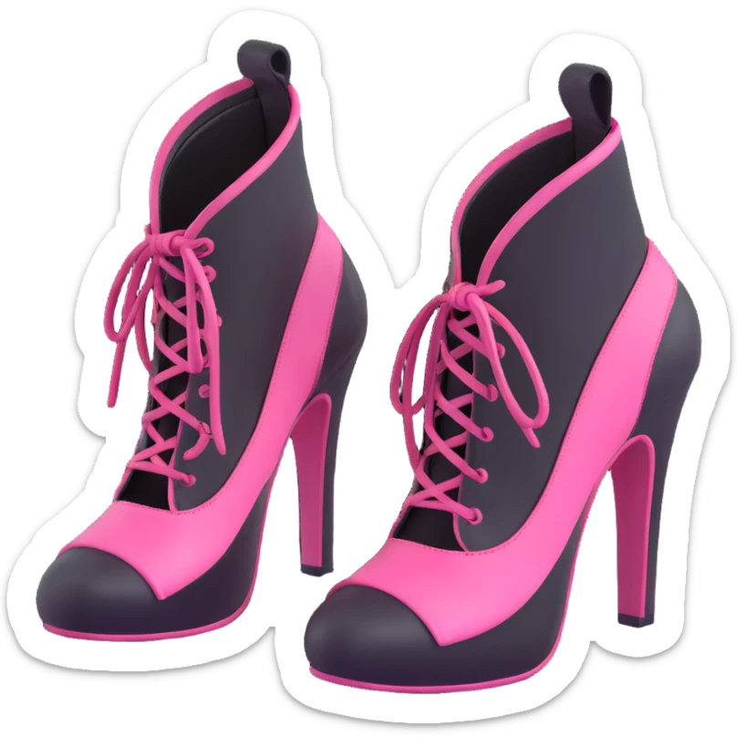 BLACKPINK-inspired gothic shoes, no hearts, black and pink, cute  sticker