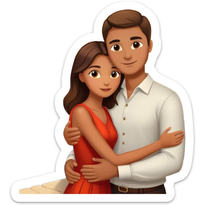 Elegant girl and man hugging together in Montenegro sunset  sticker