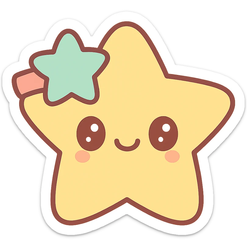 hairclip, star shape, kawaii style, pastel colors, cartoon, isolated, no hair sticker