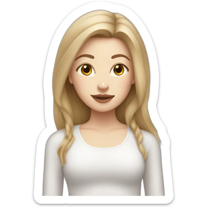 White Girl with straight dark blonde hair with big lips in yoga position sticker