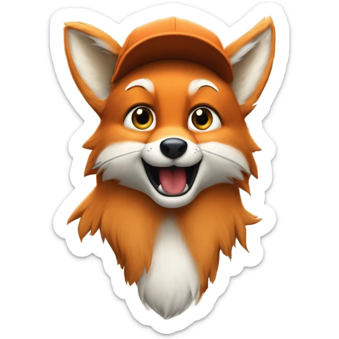 Jeune Furry renard / mignon / allongé / musclé / casquette yankees  sticker