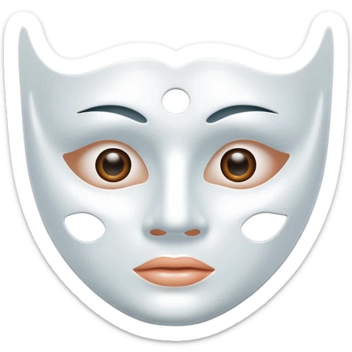 a sheet of white mask pack for face skincare beauty, except on the face, transpalent holes on eyes and mouth sticker