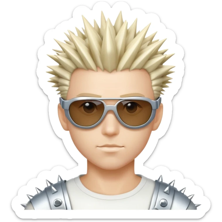 cyber y2k guy with futuristic sunglasses and spiky hair sticker