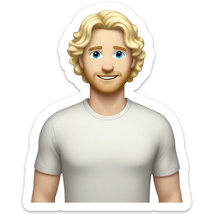 full body light curl blonde 30yo man blue eyed pale skin sticker