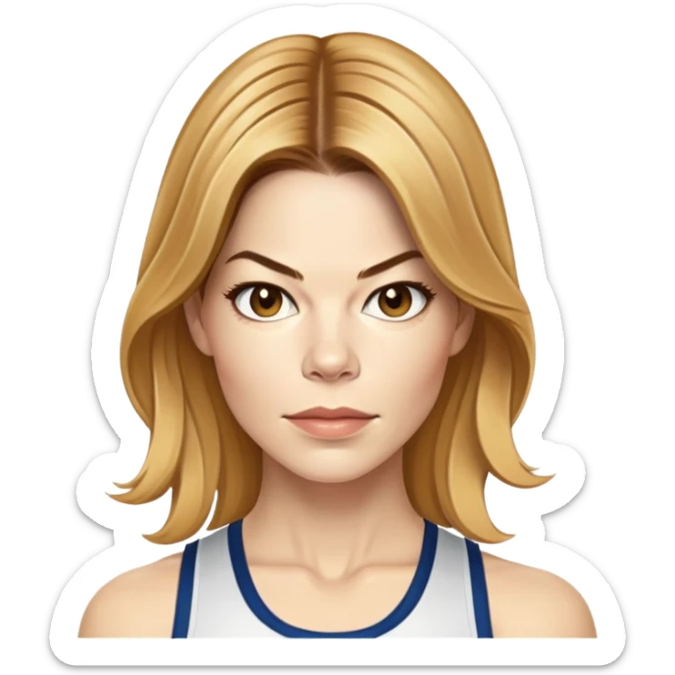 Michelle Monaghan running, female actress with honey blonde hair sticker
