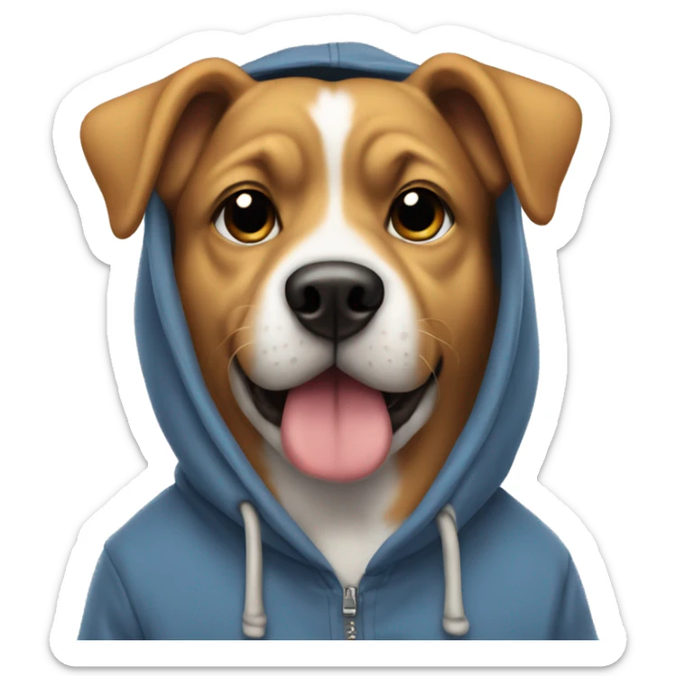 Dog wearing a hoodie sticker