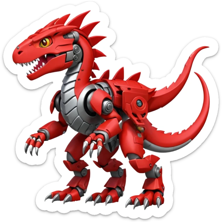 Cool Edgy Digimon-Fakemon-Guilmon-Velociraptor-Dragon-Mecha full body sticker