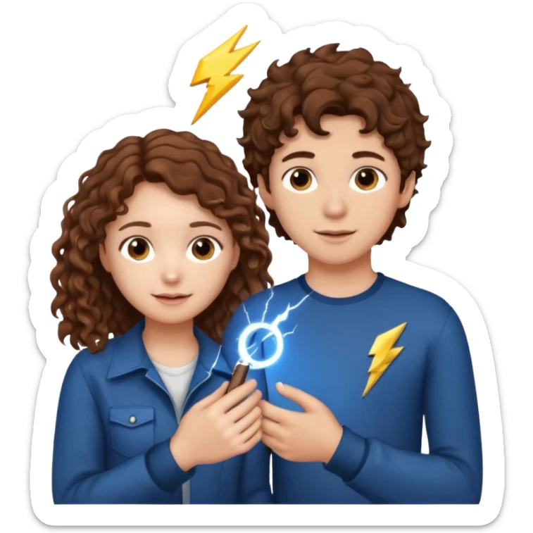 a 15 year old girl with brown curly hair but she has lightnings in it with a brown haired boy who gave her a promise ring sticker