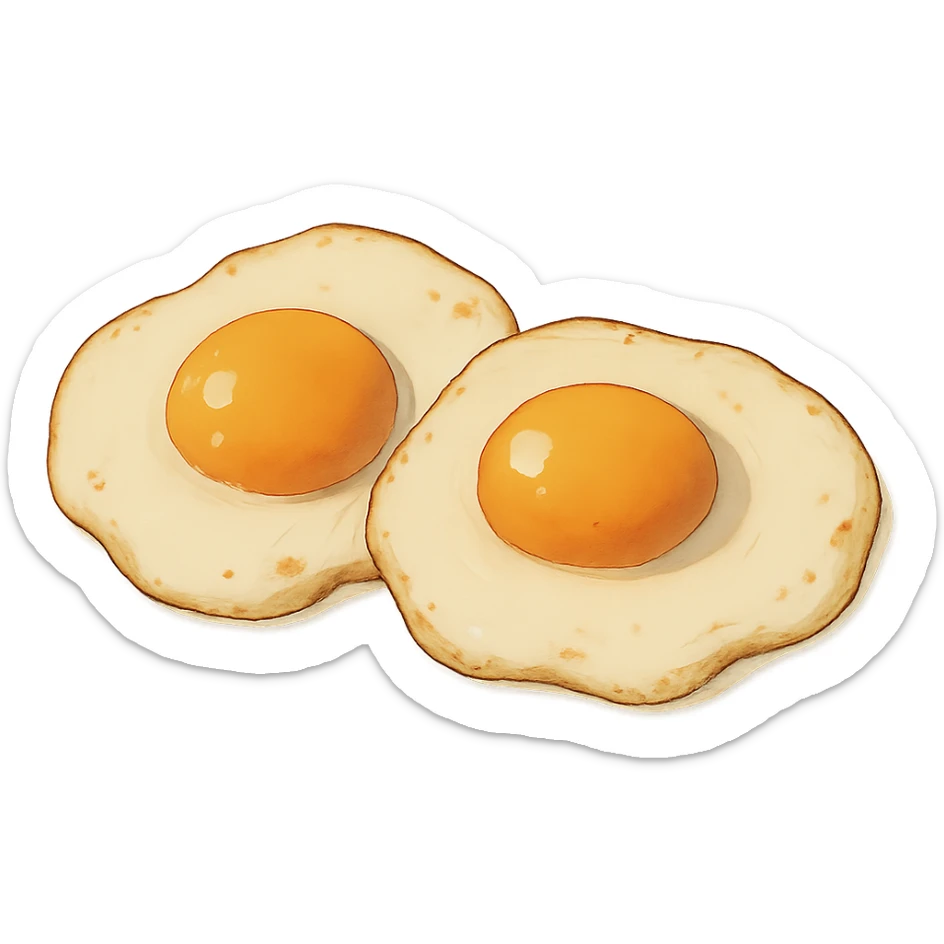 ghibli style fried eggs sticker