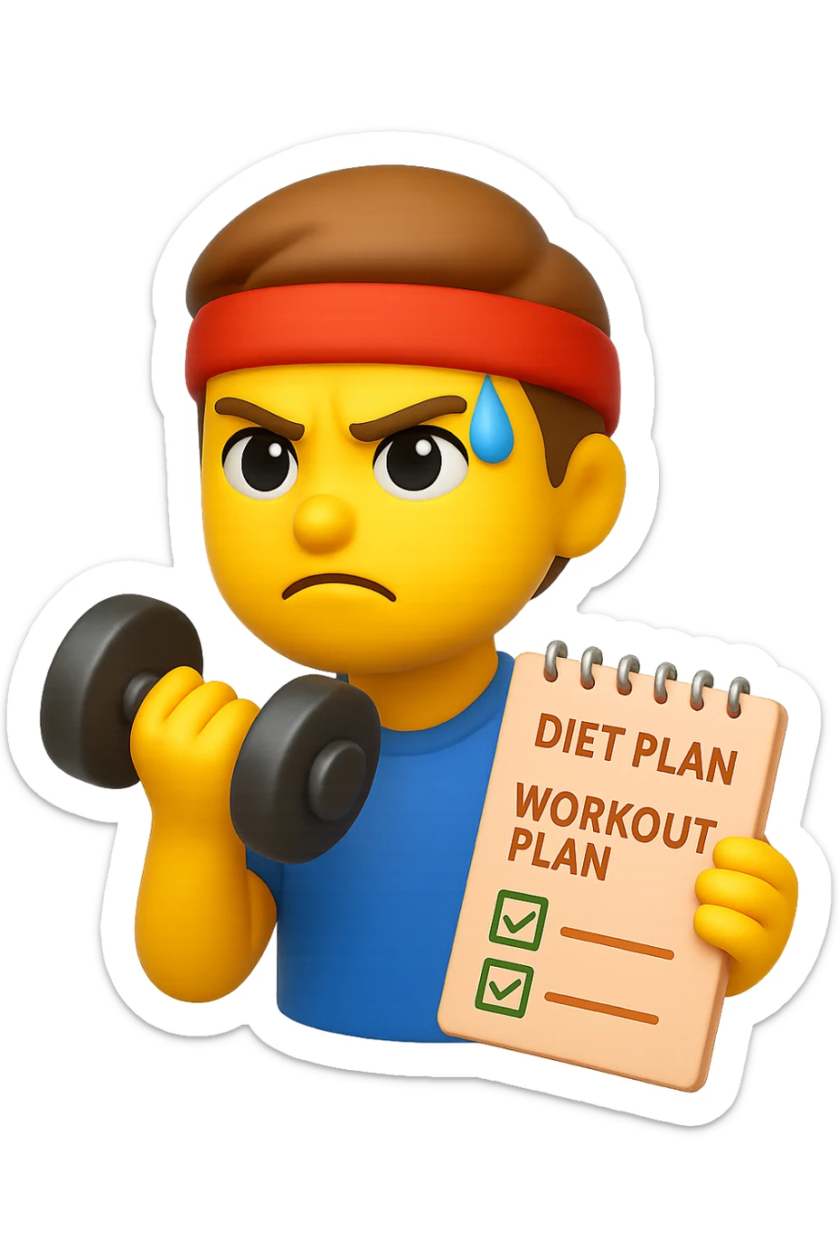 emoji 3d stile iphone che rappresenta la costanza nel seguire un piano di allenamento e di dieta 3d sticker