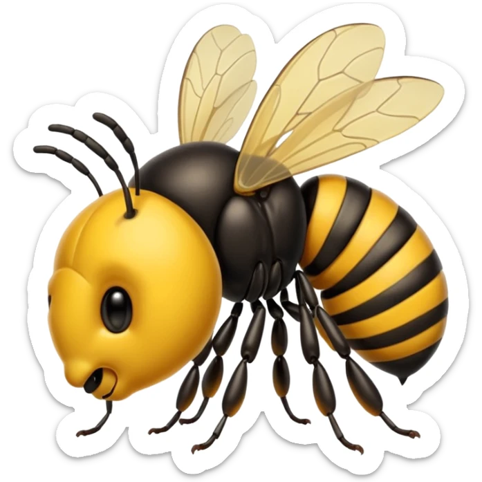 una abeja con cabeza de señor canoso viejo y robusto, el cuerpo de la abeja dejalo sin cambiar sticker