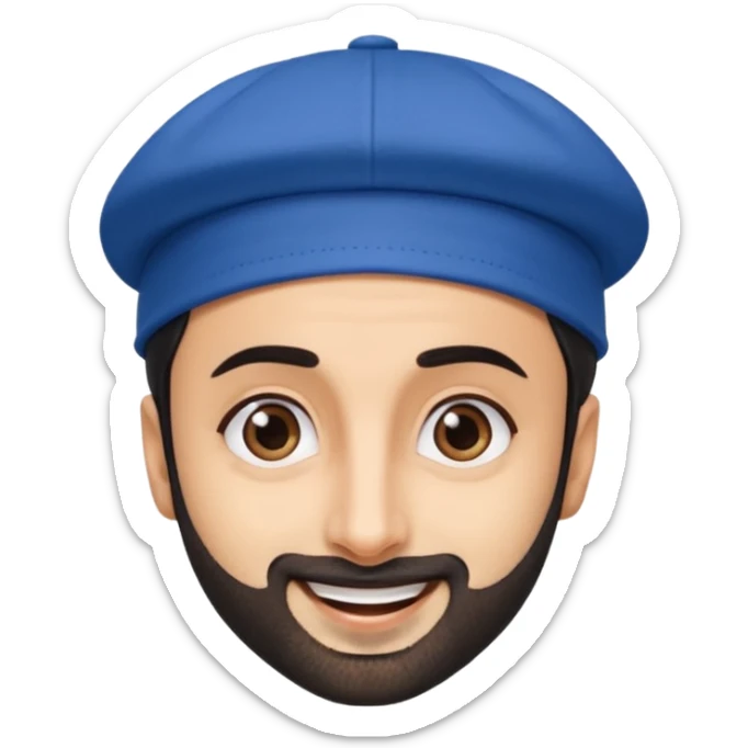 generate a pretty bratz emoji of ranbir kapoor wearing a blue cap sticker