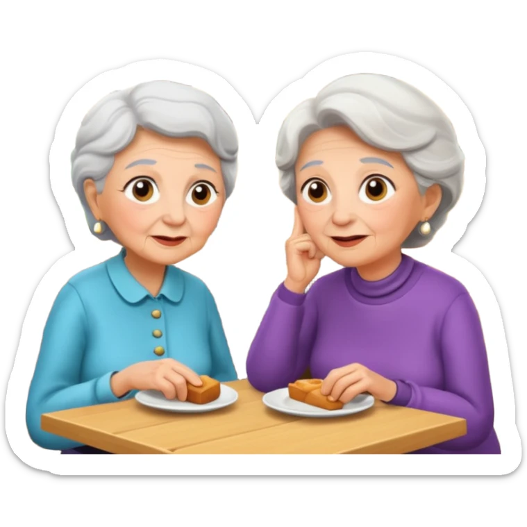 conversación dentro de un restaurant  dos personas y una de las persoans sea una abuela sticker