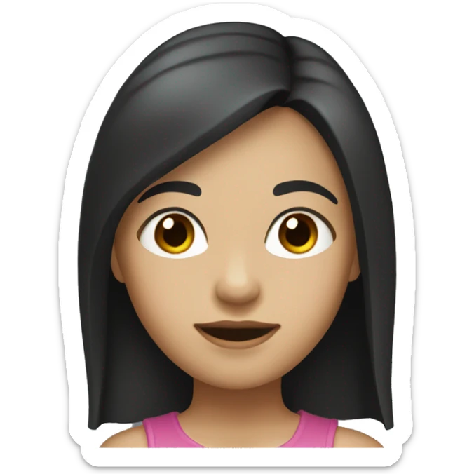 Girl with shoulder-length dark hair with dark eyes Girl with shoulder-length dark hair with dark eyes sticker