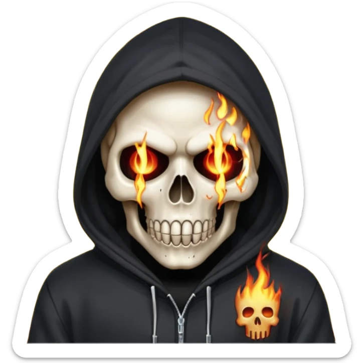 Bro I wanna skull with hoodie on the hoodie has to be on fire and I want matrix blood with the codes and weird numbers spilling out eyes and mouth almost give him a diamond grill in his mouth make it shinny where is the matrix symbols  but trix across his forehead in matrix symbols sticker
