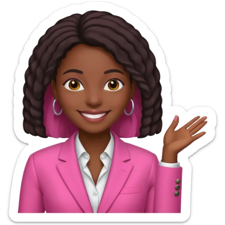 Darkskin black woman wearing a pink suit sticker