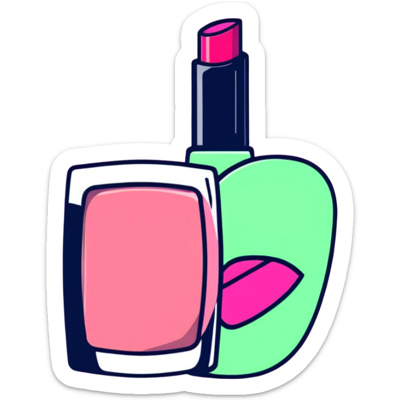 Pink AVON beauty collection with pink lipgloss, pink nail polish, and pink compact sticker