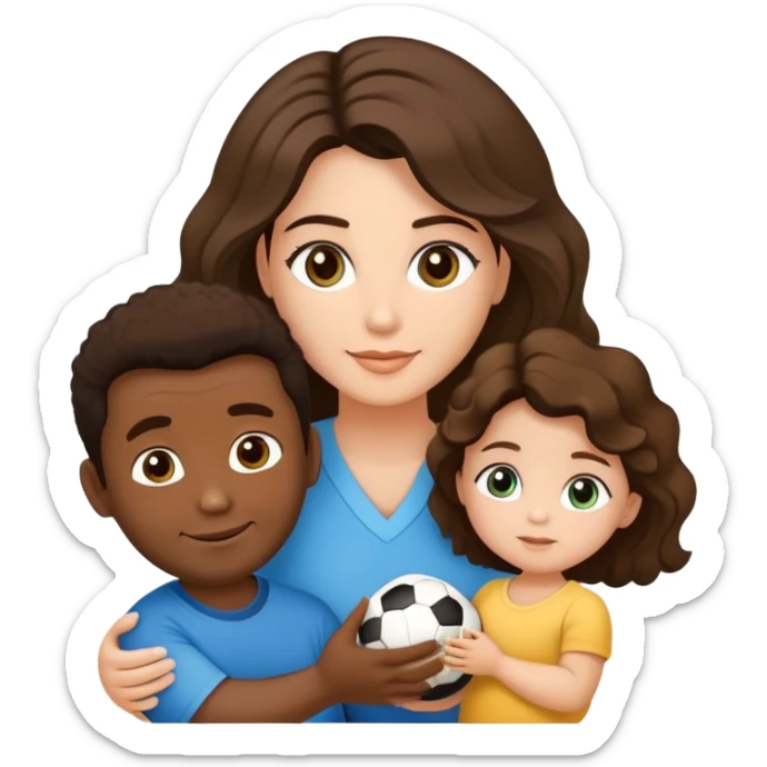  Casal com bebê. 1 homem e uma mulher e um bebê. O homem tem pele clara olhos castanhos e cabelo grisalho. A mulher tem pele morena clara, cabelos cacheados e castanhos. O bebê tem cabelo baixinho e loiro, olhos azuis e pele clara.  sticker