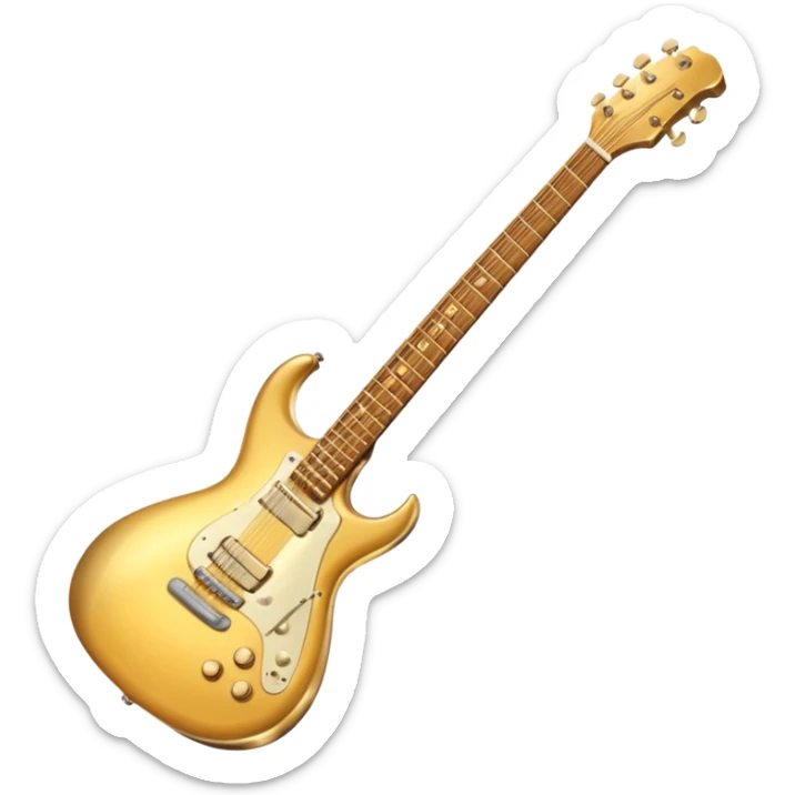 cinematic-realistic-guitar,-polished-metal,-warm-golden-reflections-dancing-along-its-surface,-soft-hands-carefully-positioned-over-the-keys,-glowing-with-an-elegant-and-airy-charm. sticker