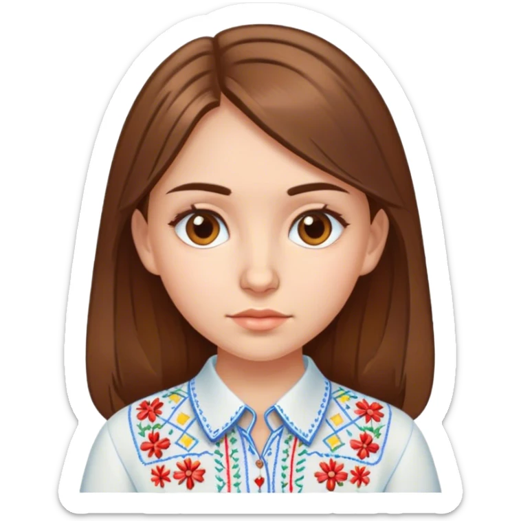 A Ukrainian girl with brown hair in an embroidered shirt studies math sticker