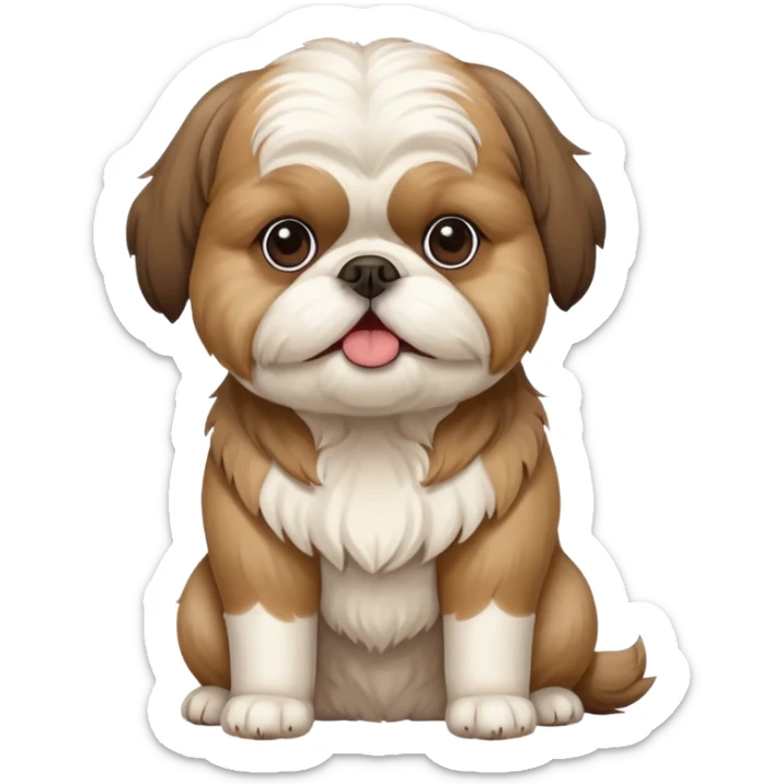 An overweight shih tzu dog sitting up on its hind legs begging for a treat  sticker