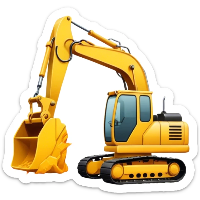 create a simple emoji of a yellow excavator with an explosion symbol near the bucket sticker