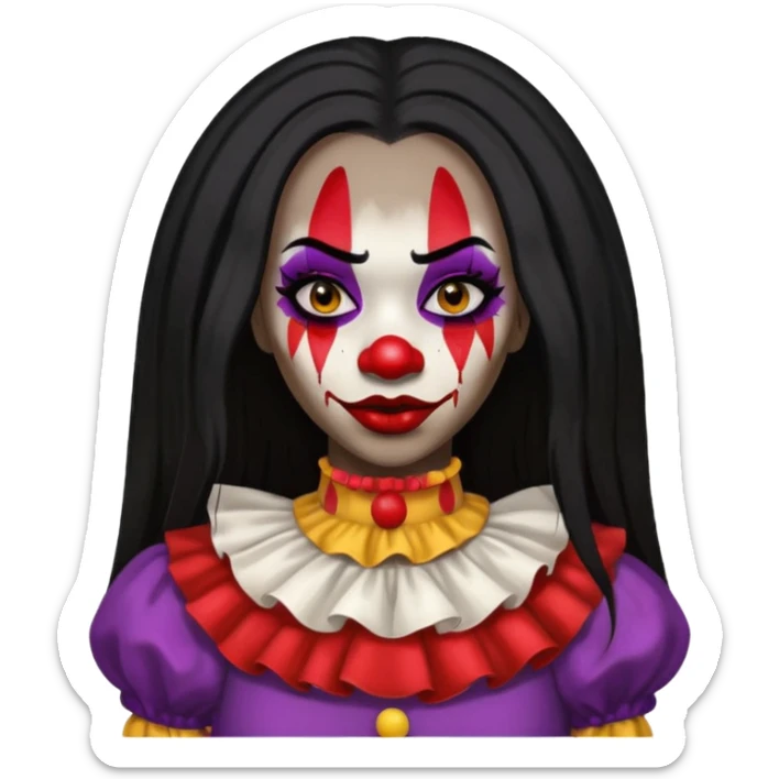 palhacinha sangrenta assassina pele negra de cabelo preto liso e longo  sticker