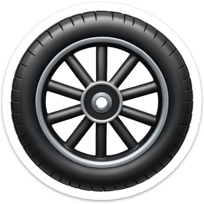he aircraft's landing gear is one inflated, plump wheel with a strut, black in color sticker