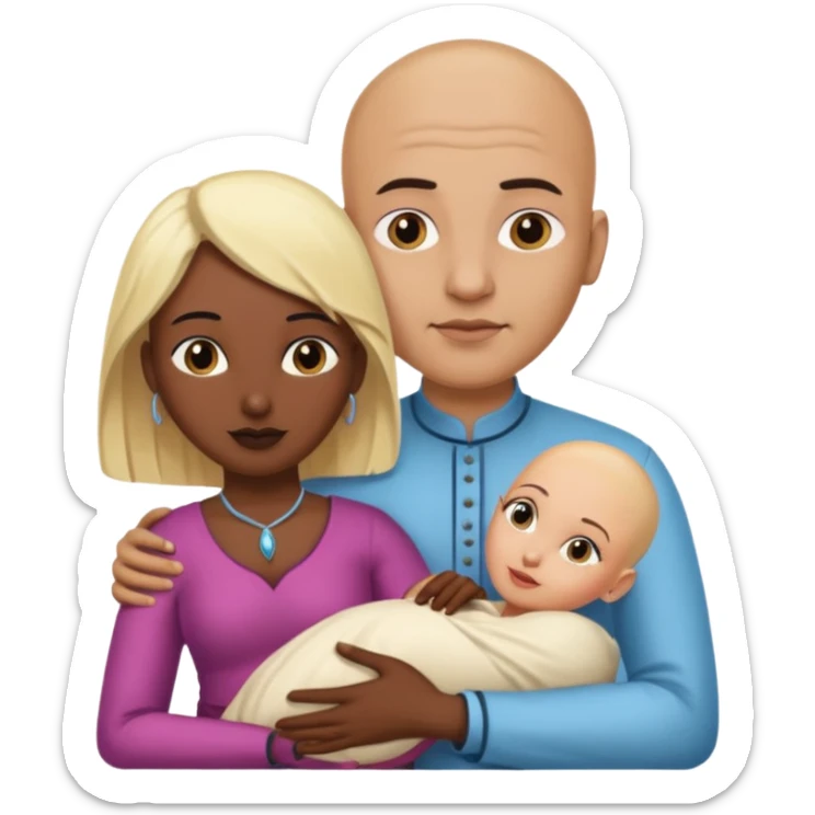 Naked bald Indian man with a beard holding vagina of naked blonde woman sticker