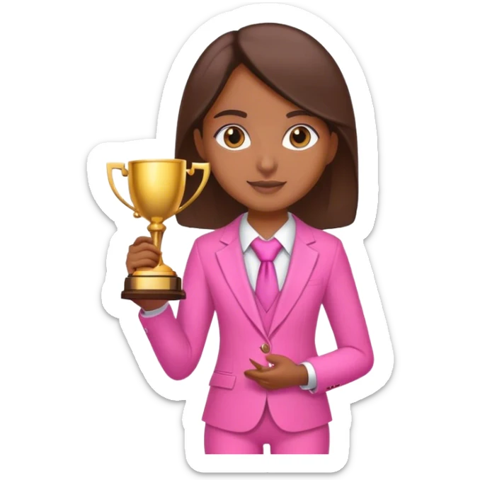 Brune girl pink suit trophy sticker
