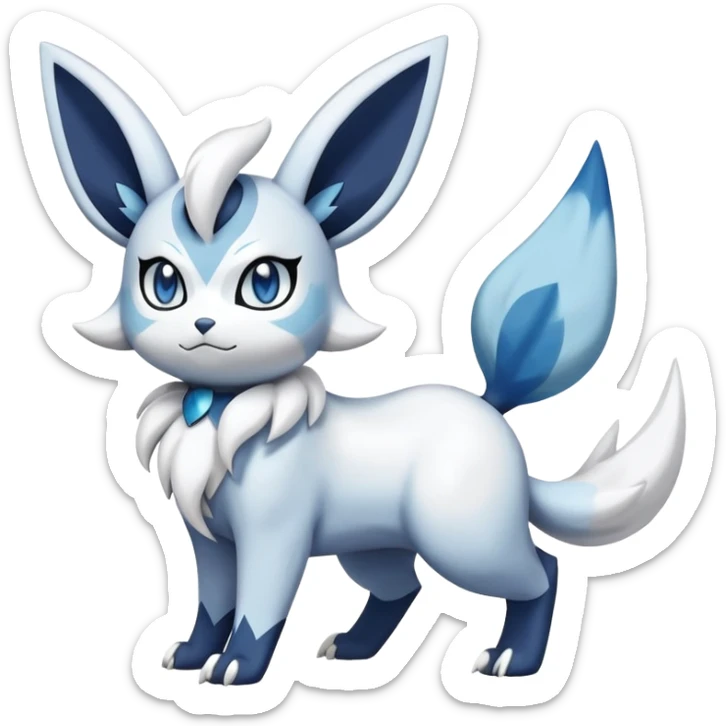 Meowstic-Absol-Minccino-Glaceon-Pokémon-Fakémon-hybrid-creature (full body) sticker