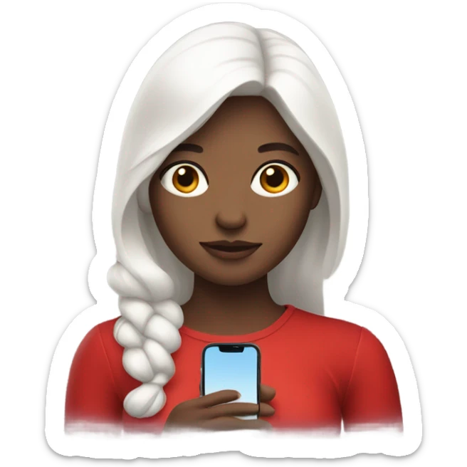 a white skin girl in a red dress holding phone sticker