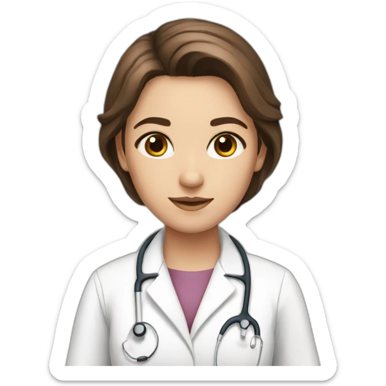 Girl white skin brown hair brown eyes doctor sticker