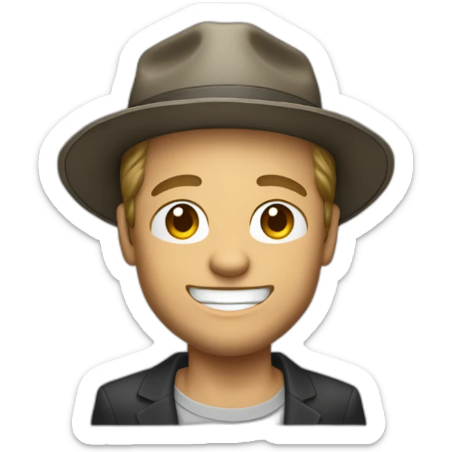 small businessman,Bucket Hat,smile, Brad Pitt, rings on his fingers sticker