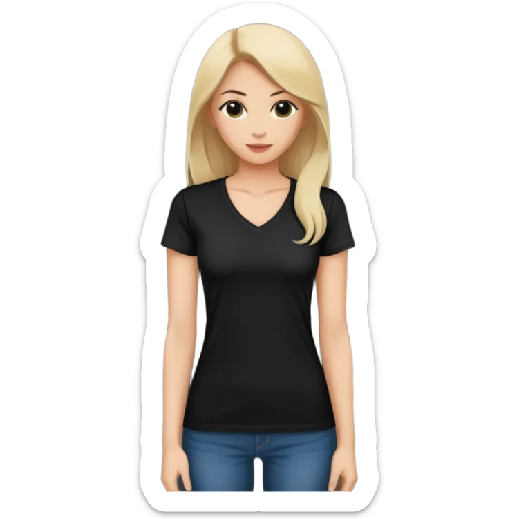 black women's V-neck t-shirt, fitted feminine cut, only the garment, no human form, simple clothing item on white background sticker