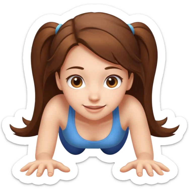 girl on all fours crawling toward you, cheerful, direct eye contact sticker