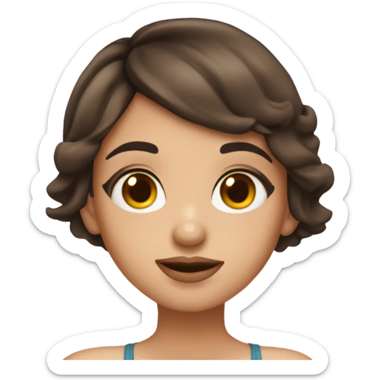 brunette girl with fair skin brown eyes blowing a kiss sticker