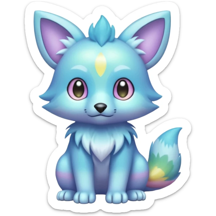 Cute cool pastel shiny colorful animal hybrid Fakemon full body sticker